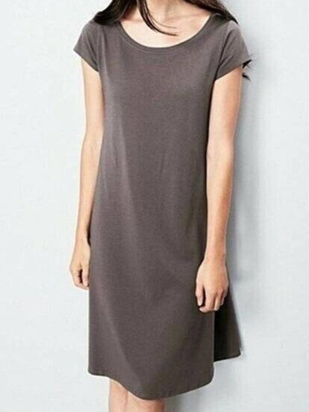 Eileen Fisher Organic Cotton Stretch Jersey T-Shirt Dress Midi Scoop Neck Medium